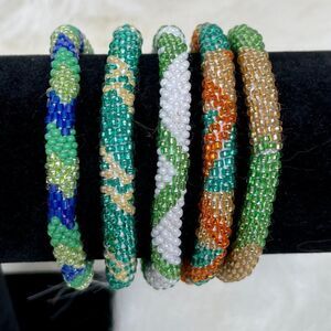 HAND CRAFTED in Nepal Beaded Bracelets (set of 5) #126